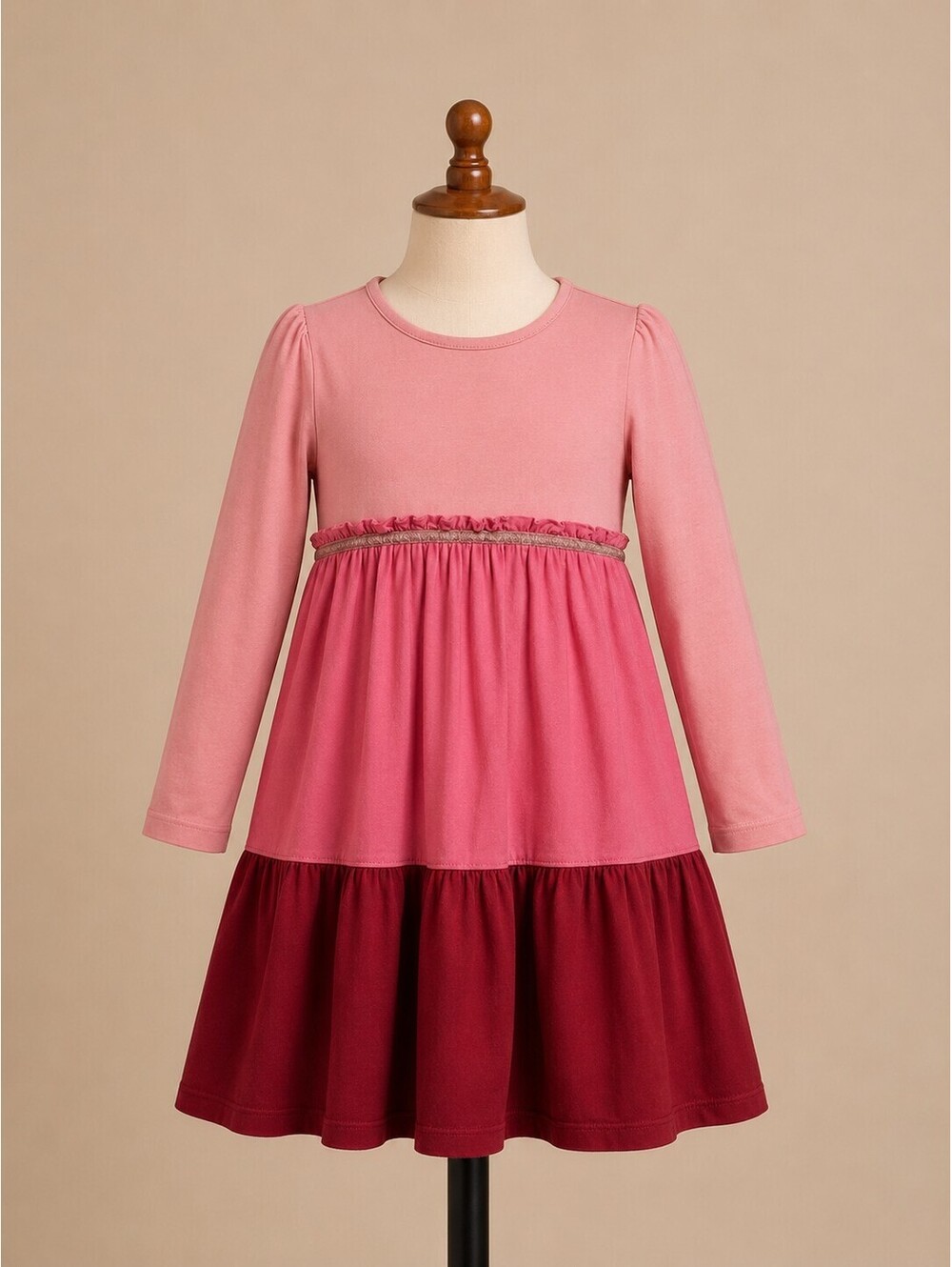 Hanna Andersson Ombré Pink Tiered Dress Girls Size 120 (US 6-7) 100% Cotton